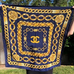CHANEL Accessories - Chanel Silk Gold Double C Scarf CHANEL Accessories - Chanel Silk Gold Double C Scarf